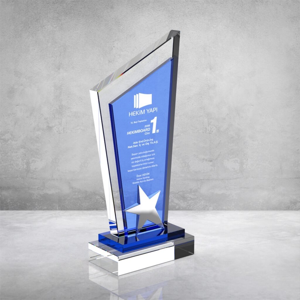 Plaket 6 Plaket mavi kristal plaket