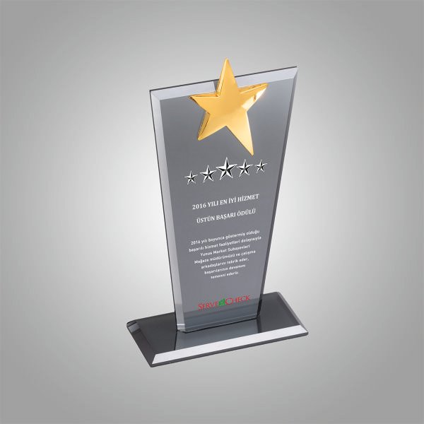 Plaket 1 Plaket Füme kristal cam üzeri renkli baskı