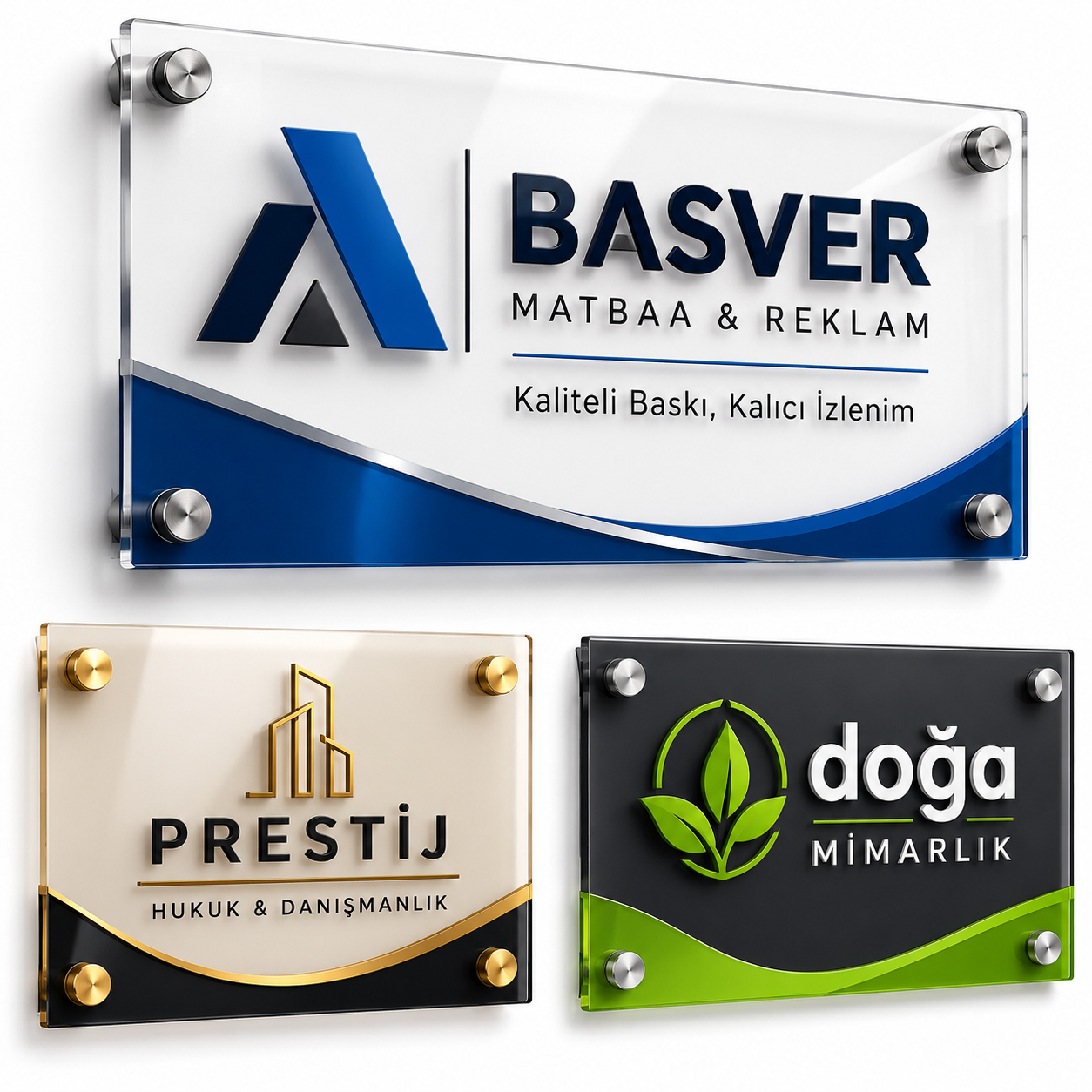 Basver.com ofis kapı levha tabela